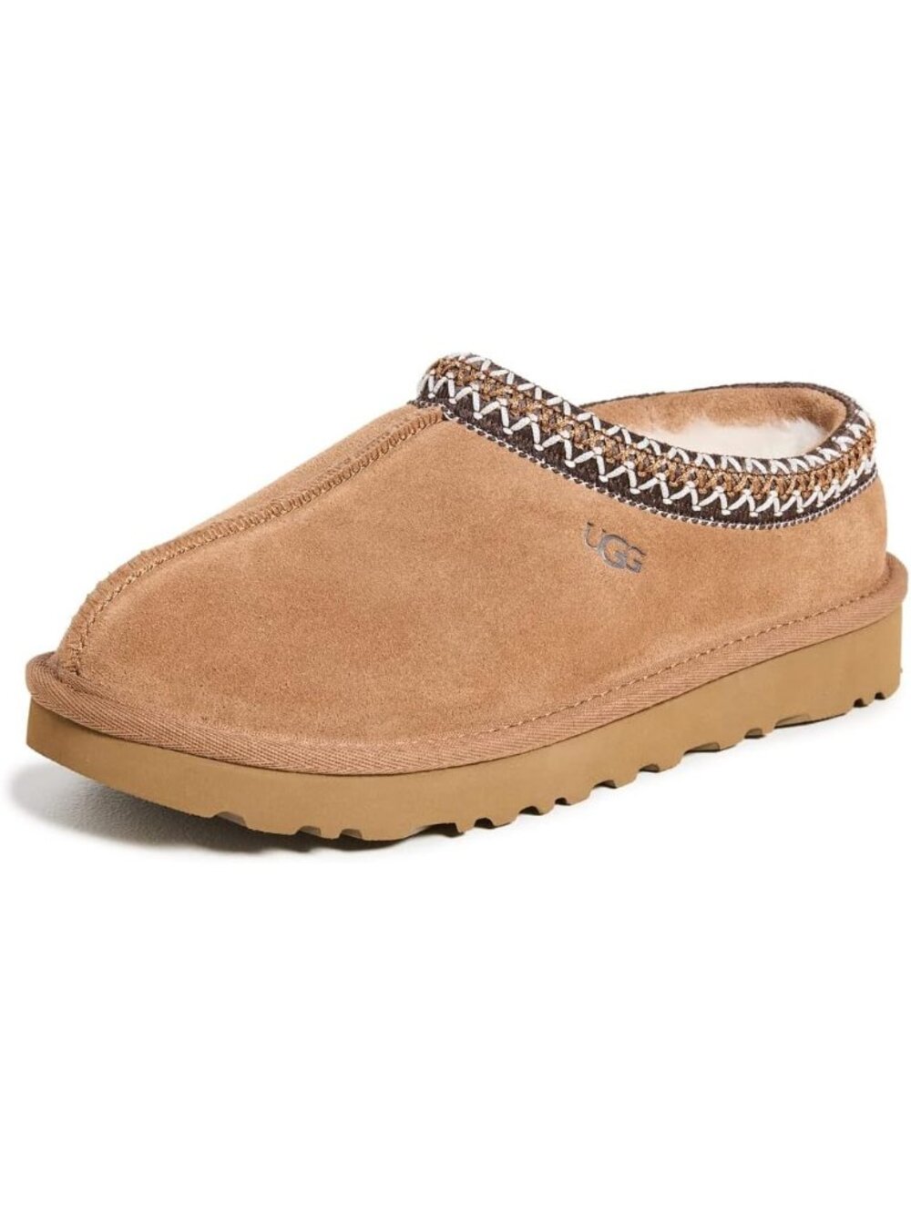 Womens Chestnut Suede UGG Tasman II Slipper Heat Embossed Braided Slippers
